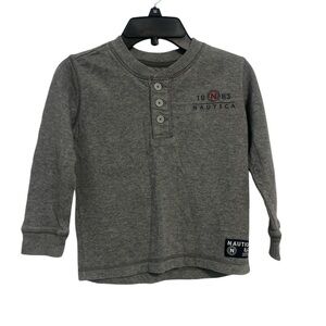 Boys Náutica Sz Small (5) Shirt Long Sleeve Gray Pullover Cotton